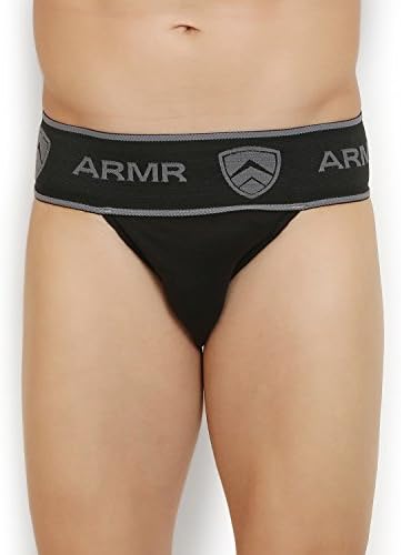 KD Armr JockStrap Gym Athletic Cotton Supporter Thermal Control with Cup Pocket (Black, Waist 32 Inch)