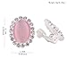 Bridal Rhinestone Opal Oval Shape Clip on Earrings for Women Charm Jewelry No Hole Ear Clip (pink)