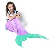 Echolife Mermaid Tail Blanket Super Soft Fleece Sleeping Bags Flannel Mermaid Blanket Tail Great Gifts for Kids Girls 3-12 Year Olds (Purple)