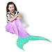 Echolife Mermaid Tail Blanket Super Soft Fleece Sleeping Bags Flannel Mermaid Blanket Tail Great Gifts for Kids Girls 3-12 Year Olds (Purple)