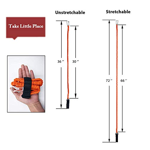 Kayak Paddle Leash 2 Packs, Kayak Lanyard Canoe Rod Leash Boat Oar Leash Straps, Adjustable Bungee Leash Stretches to 50 inches