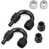 ZHSYMX 6AN 180 Degree PTFE Hose End Fitting For PTFE Hose Only Alumimum Black 2PCS