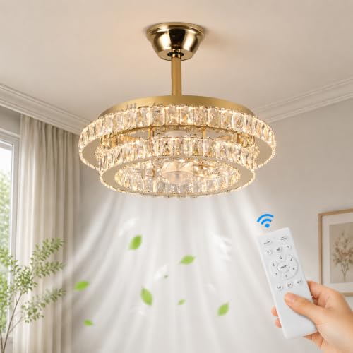 Buudyold 20" Gold Fandelier Ceiling Fan