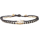 Made by Nami Boho Surfer Anklet Waterproof & Adjustable Beaded Anklets for Women Beachy Ankle Bracelet Made from Waxed Cotton Rope and Beads for Summer and Hippie Style