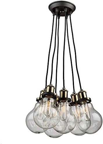 Artcraft Lighting Artcraft AC10485 Restoration Five Light Chandelier from Edison Collection in Bronze/Dark Finish, 15.75 inches, Matte Black & Vintage Brass