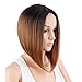 Netgo Black and Brown Ombre Bob Wig Short Straight Synthetic Full Wigs for Black Women