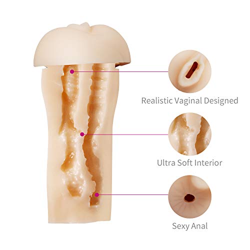 image for BAWAN Male Masturbator Cup, 2 in 1 Hand Free Silicone Vagina Pussy Ana