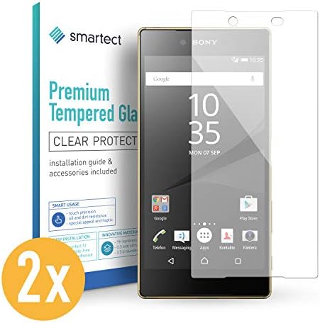 smartect Glass Screen Protector for Sony Xperia Z5 Premium [3 Pack] - 9H Tempered Glass - Bubble-Free Protective Film - Anti-Fingerprint Screen Cover
