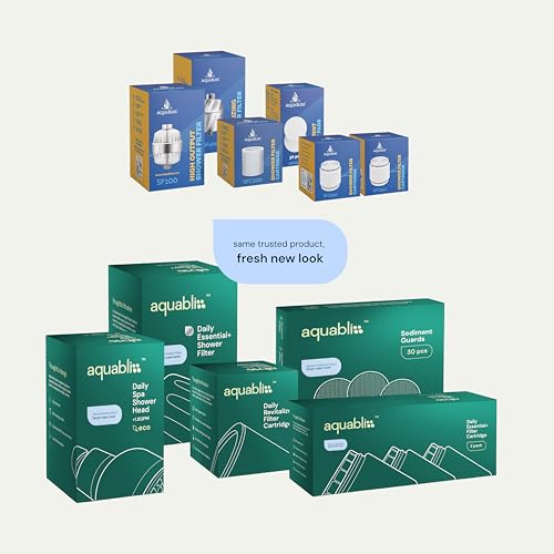 Aquabliss SFC220 Daily Essential Filter Cartridge (3-Pack) | Reduces chlorine, THMs & sediment. Filtration only, no mineral infusion. Replace every 3-6 months depending on water quality.