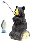 Bear Fishing Ornament, (Hand-carved & Painted)