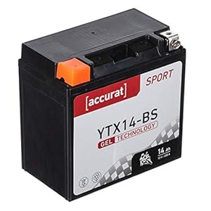 Accurat motorfietsaccu YTX14-BS 14Ah 200A 12V gel-technologie startaccu in OEM-kwaliteit cyclusvast veilig opbergbaar…