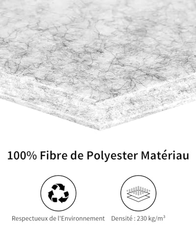 AsmeSonic 24 Pieces Self-Adhesive Acoustic Panels, High-Density Absorbent Acoustic Panels, Acoustic Treatment and Wall Decoration for Recording Studio, 30 x 30 x 1 cm, White
