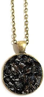 Raw Crystal Stone Necklace - Black Tourmaline - Long Layering Necklace - Black Crystals