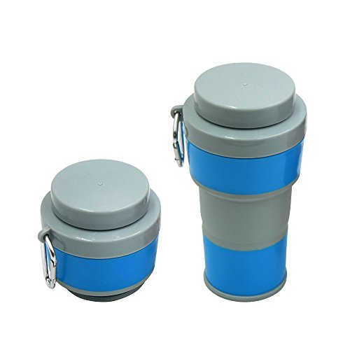 Silicone Sports Trveling Water Bottle Pocket Cup Leak Proof Foldable Collapsible BPA Free Lemon Juicer Carabiner Clip Outdoor Camping Hiking Biker