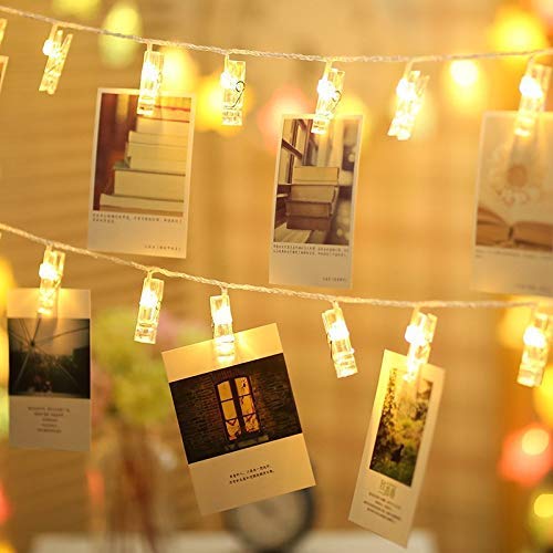PESCA Photo Clip Lights 20 LED, 3 Meter Length, 8 Flashing Modes, Decoration for Birthday, Festival, Festive Occasion, Wedding, Party - for Home, Patio, Lawn, Restaurants