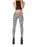SOTW Spandex Slim Footless Digital Print Ankle Length Leggings Tights, Jack Skellington Skull