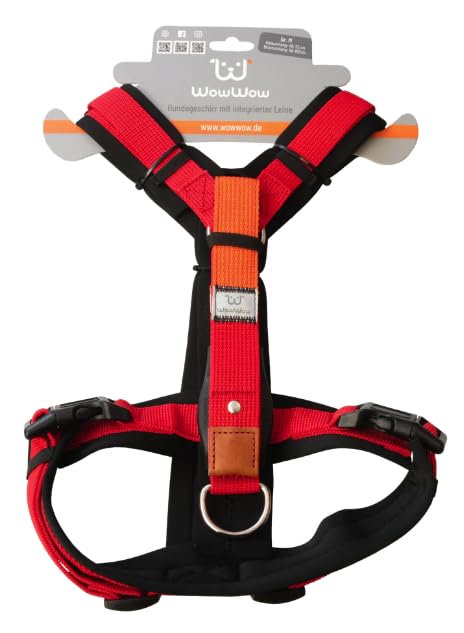 Wowwow Innovative Dog Harness with Integrated Lead, Adjustable Size, up to 150 kg Tensile Force, Neoprene Padded, 60 cm Lead, For Safe and Comfortable Walking