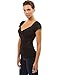 PattyBoutik Women Cross Front V Neck Ruched Mesh Blouse (Black Medium)