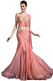 eDressit New One Shoulder Pleated Beaded Lace Split Elegant Evening Dress Prom Ball Gown(02131601)