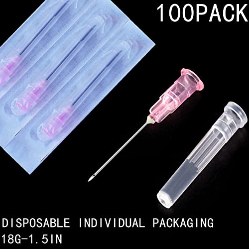 100Pack 18Ga 1 1/2Inch/38mm with Cap Dispensing Needla Accessories