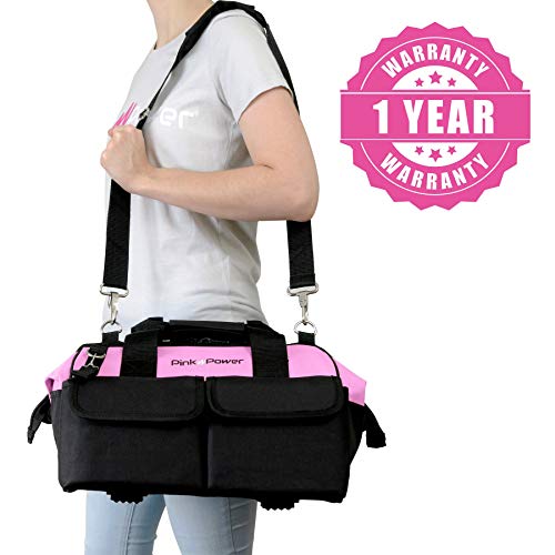 Pink Power 16” Tool Bag for Women with 22 Storage Pockets and Shoulder Strap (Certified Refurbished) - Thumbnail 5