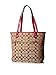 Coach 12cm Signature Zip Top Tote (Khaki & Cranberry)