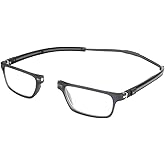 Clic Magnetic Reading Glasses for Men or Women, Computer Readers, Tube Executive (Matte Grey, 2.00 Magnification)