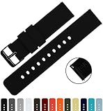 BARTON Silicone Quick Release - Black Buckle - 16mm, 18mm, 20mm or 22mm - Silky Soft Rubber Watch Bands