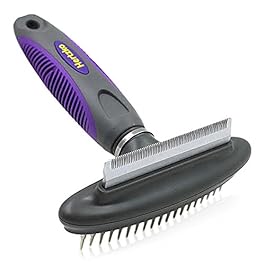 Hertzko Dog & Cat Comb and Deshedding Tool 2 in 1 Great Grooming Tool – Removes Loose Undercoat, Mats and Tangled Hair from Your Pet’s Fur