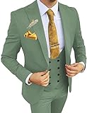 Wangyue Men's Dusty Green Suits 3 Piece Suit Men