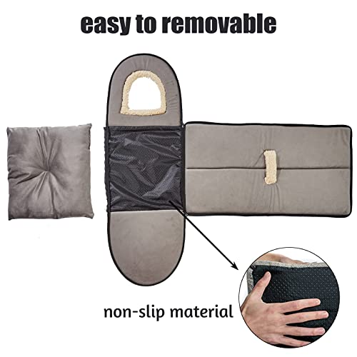 Portable Cat House, Cat Bed Self-Warming 2 in 1, Foldable Cave House Shape Indoor with Cozy Bed, Cat Beds for Indoor Cats, with Washable Removable Cushion Pad, Dark Gray