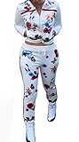 Ybenlow Women's 2 Piece Floral Bodycon Sweatsuit Set Tracksuit Outfit (X-Large, 5-Multicoloured)
