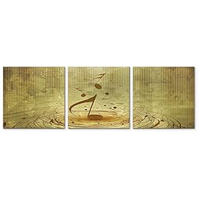 3 Panel Canvas Wall Art Music Note Pictures Home Wall Decorations for Bedroom Living Room Paintings Canvas Prints Framed - 12"x12"x3 Panels