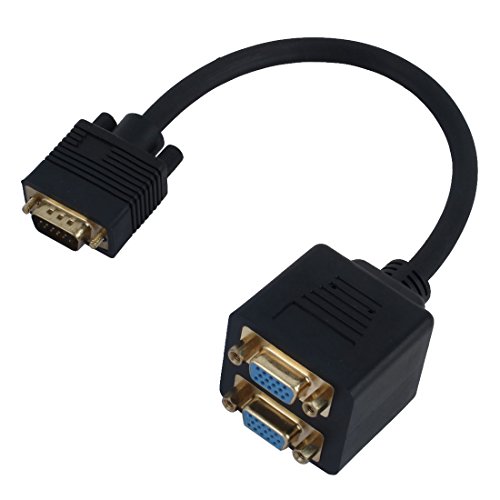 1 Male VGA to 2 Female VGA Splitter Cable Adapter