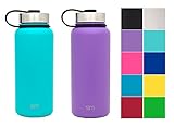 Simple Modern 32oz Summit Water Bottle 2 Pack - Two Vacuum Insulated Stainless Steel Wide Mouth Hydro Travel Mugs - Powder Coated Double-Walled Flask - Caribbean Blue/Lilac Purple
