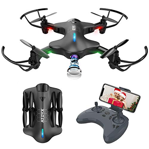 Mini Drone with Camera for Adults and Kids, ATOYX Optical Flow Positioning RC Quadcopter, 150° Wide Angle Real 720P Video 5MP Photos FPV Real-time Transmission Camera Drone for Beginners AT-146