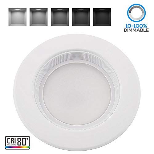 TORCHSTAR Wet Location 4-inch Dimmable Recessed LED Downlight, 13W (85W Equiv.), High CRI, Energy Star, 5000K Daylight, 800lm, Retrofit LED Recessed Lighting Fixture, 5 Years Warranty