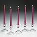 Light In The Dark Elegant Wine Red Metallic Taper Candle 10 Inch Tall Burn 7 Hours - Set of 5 Unscented Dinner Candle – Smokeless and Dripless with Metal Finish.