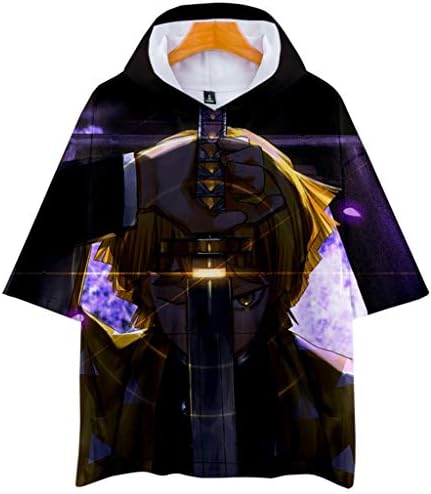 Yagao Demon Slayer:Kimetsu No Yaiba 3D Fashion Men and Women Hoodie Short Sleeves T-Shirt with Hat