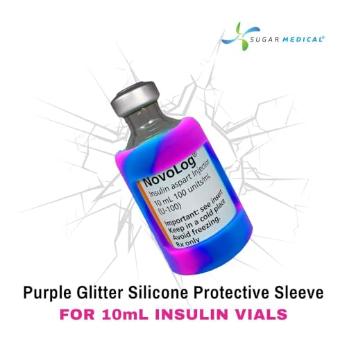 Sugar Medical Insulin Vial Protective Sleeve. Silicone Cover to Protect Your Insulin Vial from Breaking. Fits 10ml Insulin Brands. (Pink/Blue Tie Dye)