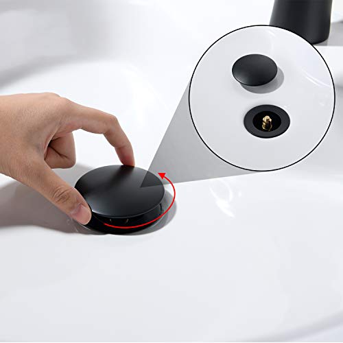GORDEE Bathroom Faucet Vessel Sink Lavatory Vanity Pop Up Sink Plumbing Stopper without Overflow, Fit for US Standard Drain Hole (1.57-1.9 inches), Brushed Chrome Matte Black