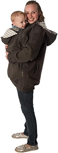 RooCoat Babywearing Coat 2.0 Charcoal with Gray Stripes XL