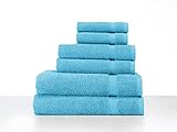 SALBAKOS 6 Piece Bath Towel Set - Turkish Luxury Hotel & Spa Collection - Oeko-TEX Organic - Eco-Friendly Turkish Cotton (Aqua)
