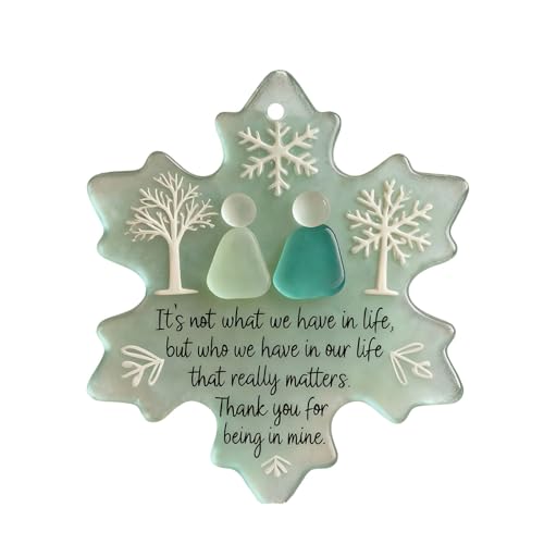Sea Glass Friendship Decor Ornament Christmas Tree Hanging Ornaments 2D Flat Acrylic Snowflake Christmas Ornaments Anniversary Graduation Gifts Seasonal Art Souvenir Home Decor for Best Friends