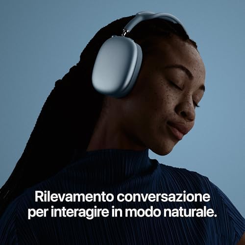 AirPods Max 2, Cuffie wireless over-ear, Cancellazione attiva del rumore, Audio adattivo, Audio spaziale personalizzato, Traduzione in tempo reale - Azzurro