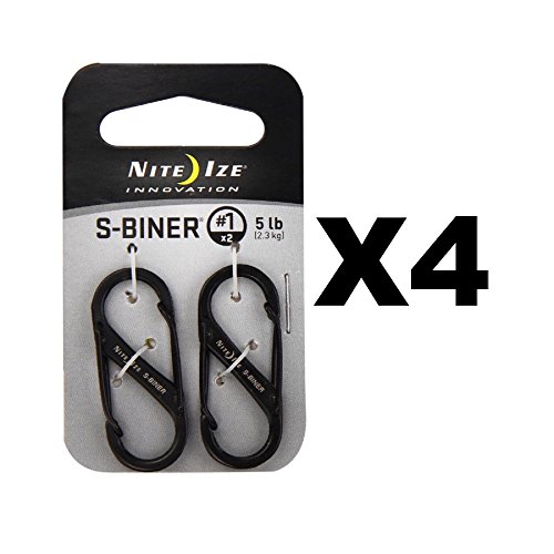 Nite Ize S-Biner Stainless Steel #1 Black Dual-Gated Carabiners 5lb(4-Pack of 2)