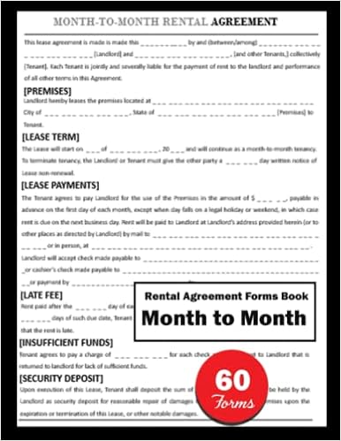 month to month rental agreement forms book 60 forms month to month rental lease agreement between tenant and landlord d mason brynn 9798440908000 amazon com books