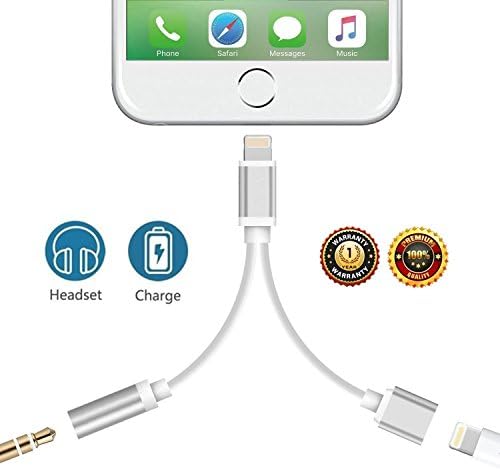 2 in 1 Lightning Adapter for iPhone 7, Tomory iPhone Splitter, 2-Port Lightning Headphone Audio and Charger Adapter for iPhone 7/7 Plus and More (Silver)