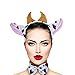 LUX ACCESSORIES Halloween Cow Horn Bow Tail Ear Cosplay Party Costume Accessories Set (3pcs)