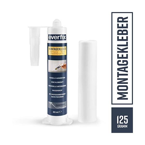 EVERFIX Montagekleber transparent klein 125 g, für innen und außen, extra starker Kraftkleber für Metall, Holz, Fliesen… – Bild 3